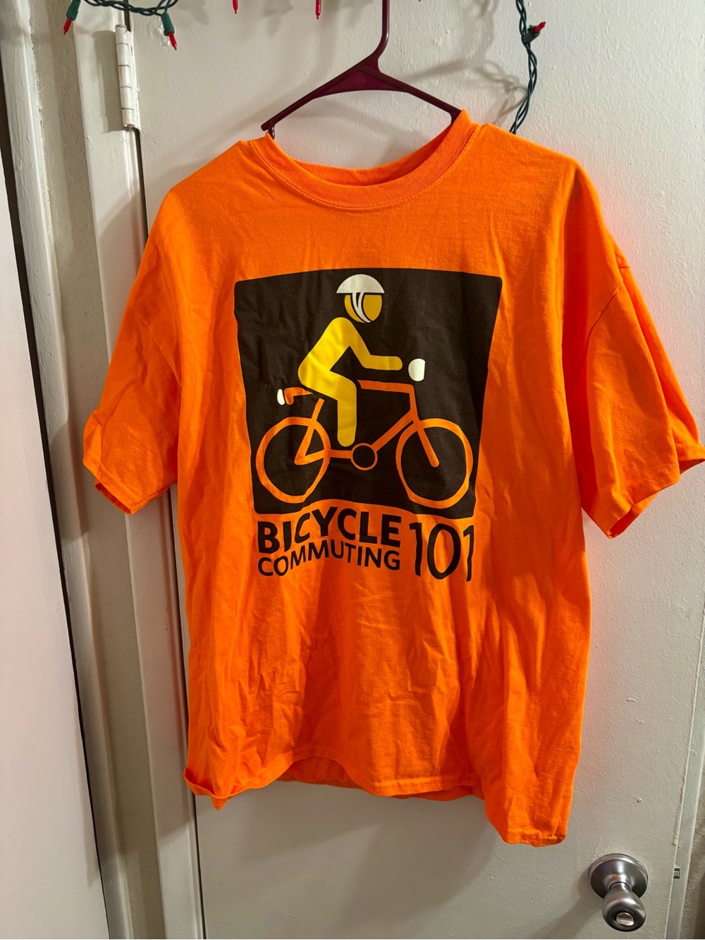 Bicycle Commuting 101 Graphic T-Shirt Orange Gildan Men Size XL Cycling Bike Tee
